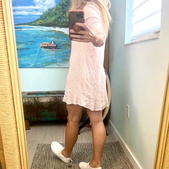 Club ZCollection,Petal PinkWhite,Lightweight Button-Front Dress,Button-Up Sleeve - Picture 3 of 10